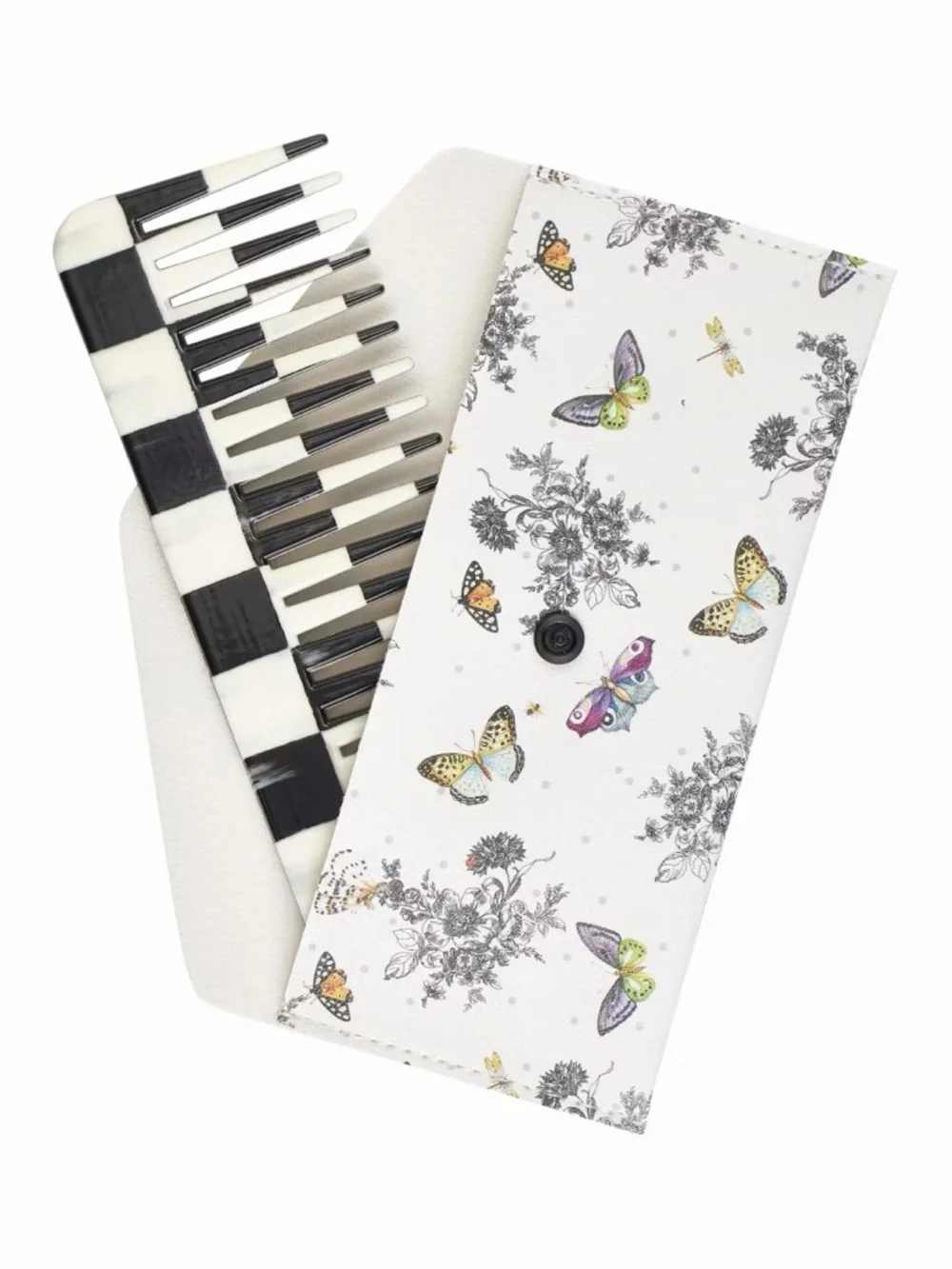 MacKenzie-Childs x Goody Comb and Case Courtly Check and Butterfly Toile